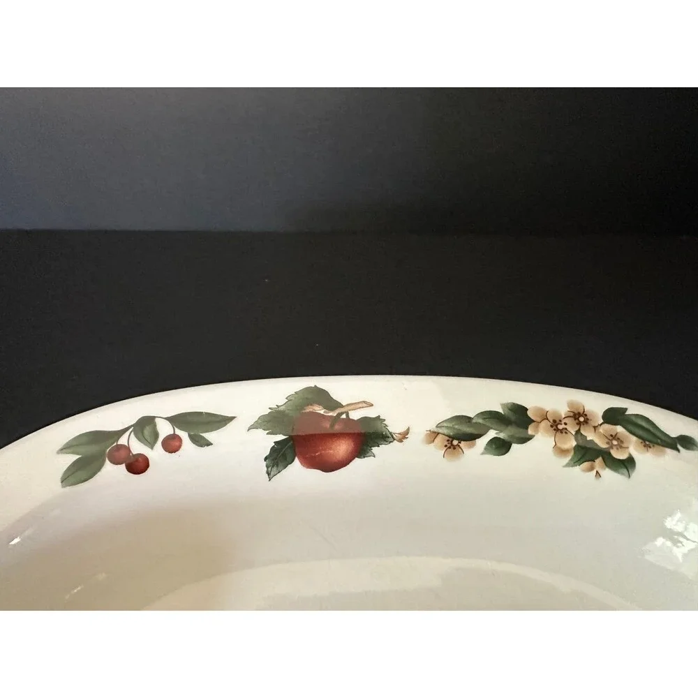 The Cades Cove Collection 10” Oval Serving Bowl Citation Apple Blossom Rim